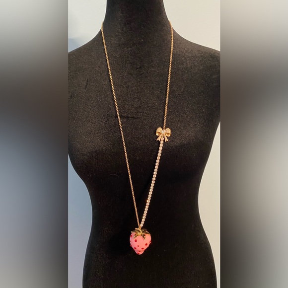 Betsey Johnson Jewelry - Betsey Johnson “New”  Pink Strawberry Pendent Necklace